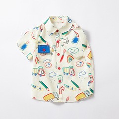 男童夏裝韓系童裝時尚襯衣寶寶短袖襯衫潮洋氣兒童韓版洋氣新款