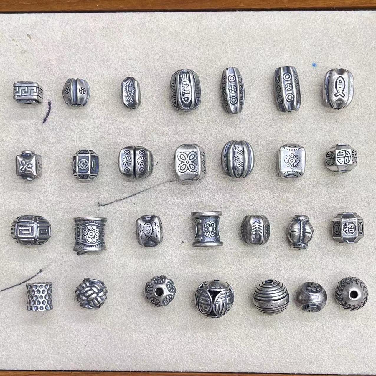 山西老银复古三七银隔珠花隔珠祥云桶珠弯管DIY文玩配饰饰品配件