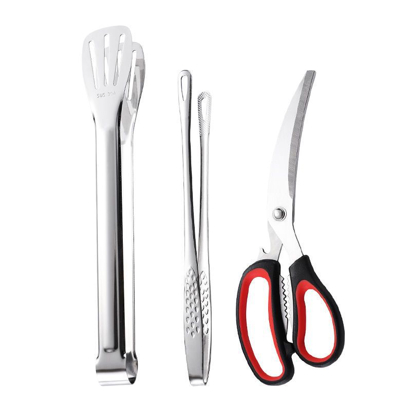 304 Stainless Steel Household Barbecue Tools Food Clips Multi-Functional Scissors Barbecue Shop Supplies Clips Ice