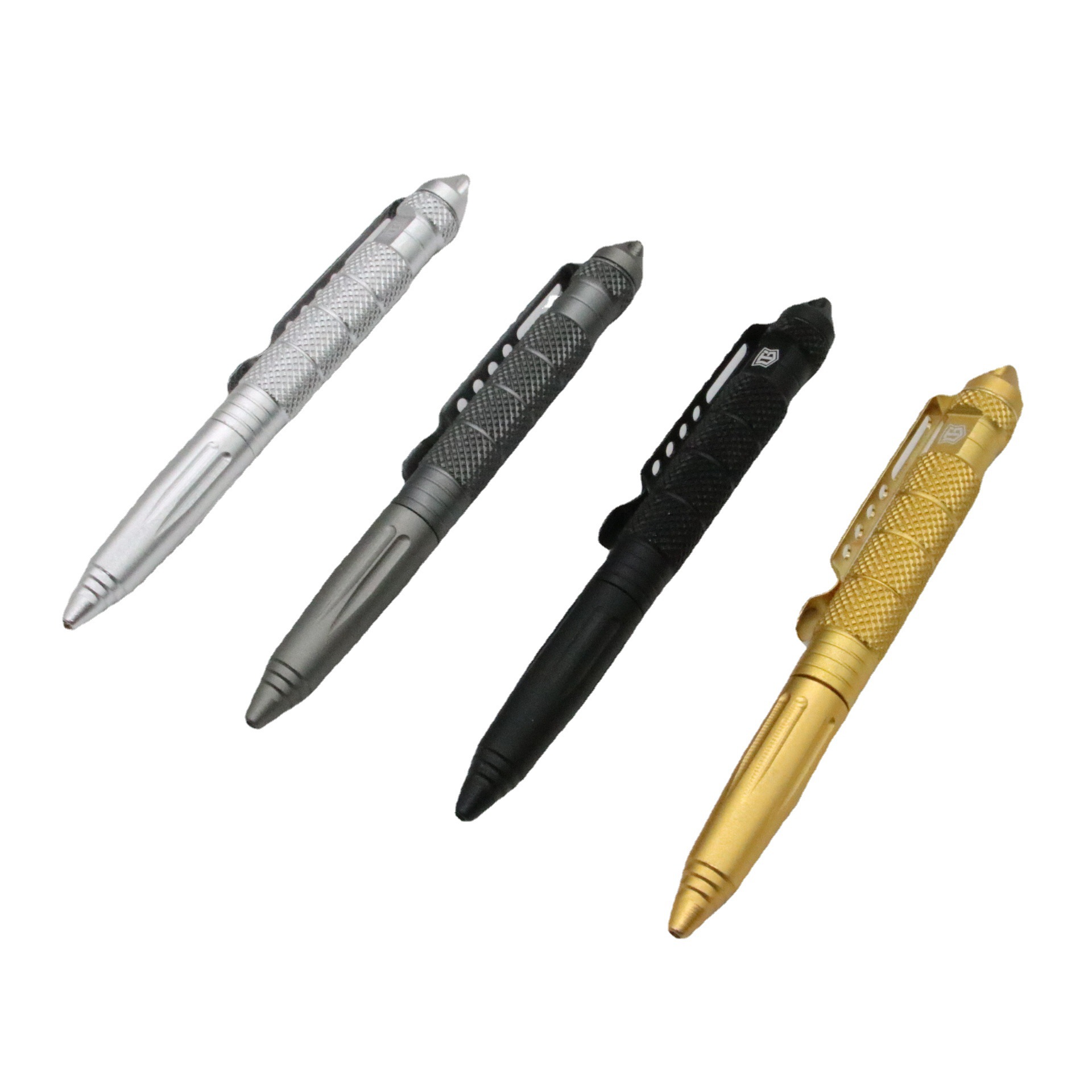 Pluma de autodefensa pluma de escape pluma de autodefensa bolígrafo pluma de metal logotipo láser en caja + 1 recarga de acero