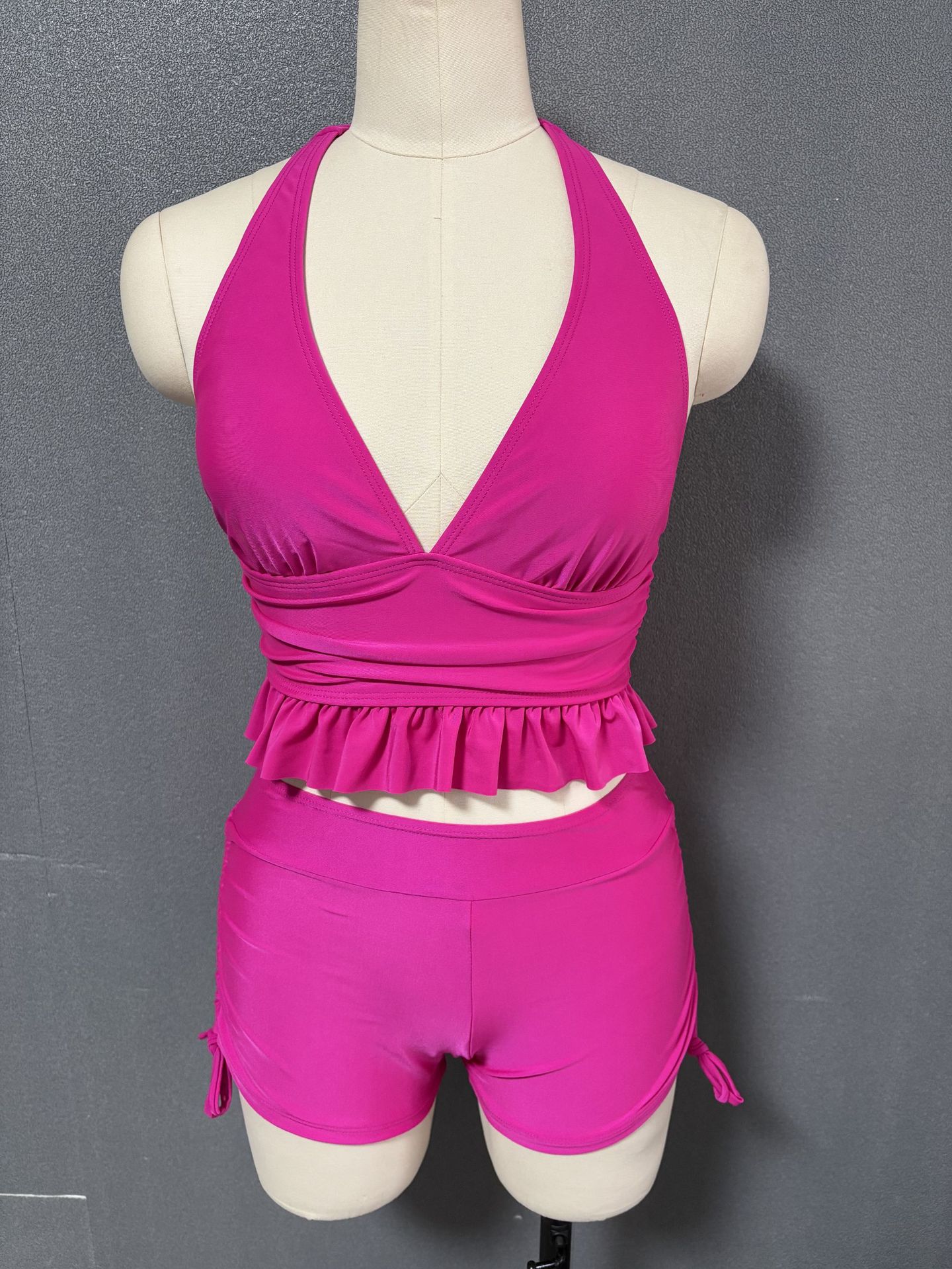 182g Weight Sexy Feel Of Sensation Mid Waist Panties Waist Normal Type Panties Style Bra&Panty Set Bra Category Polyester Fabric Type 2 Pieces Set Quantity Swimming Pool, Beach Occasion Solid Color Pattern Women's Gender Women's Solid Color 2 Pieces Set Bikinis Swimwear 7