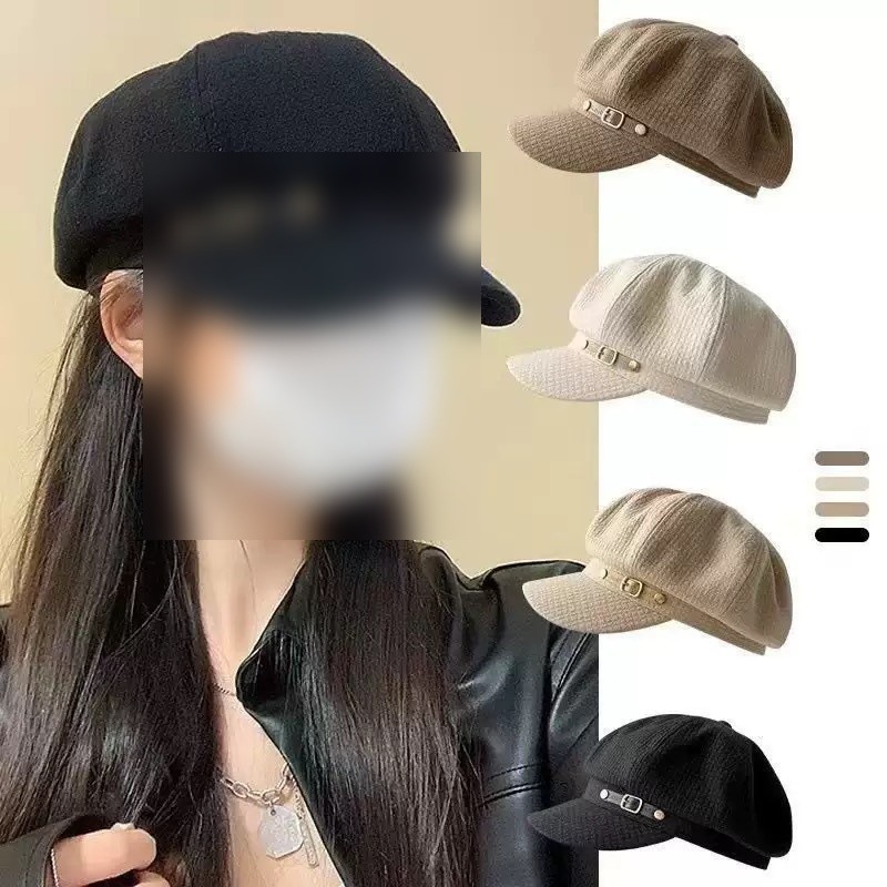 2025春秋款显脸小贝雷帽百搭款黑色八角帽子韩系逛街出现鸭舌帽|undefined