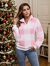 Q 72087 Fleece Plaid Half-Zip Sweatshirt ����ë������ �羳��