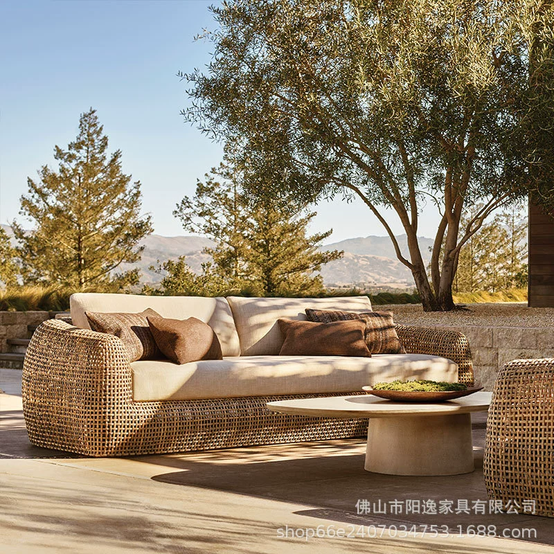 Открытый ротанг скандинавский дизайнерский диван Вилла с внутренним двориком отель водонепроницаемый солнцезащитный крем Открытый диван