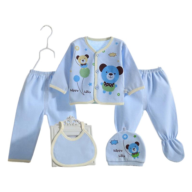 Conjunto de cinco piezas de ropa interior para bebé de micronegocio, conjunto de ropa de cinco piezas de algodón peinado para recién nacido para todas las estaciones, suministros para bebé y niño pequeño, dropshipping