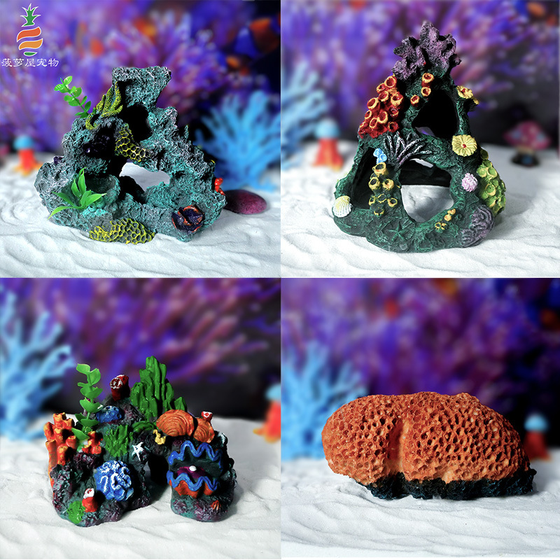 Musgo real decoración de arrecifes de coral acuario decoración paisajismo subacuático piedra resina rocalla refugio casa