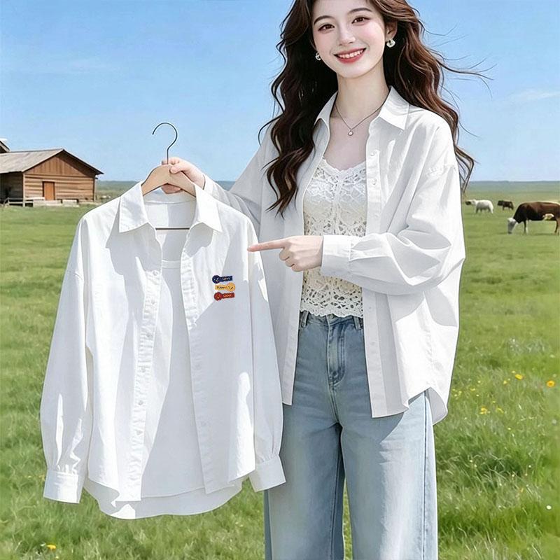 Thin Long-Sleeved 2026 Spring and Autumn New Trendy Sun-Protective Chic Simple Shirt Women's Button-Up Jacket with Polo Collar Versatile Thin Long-Sleeved 2026 Spring and Autumn New Trendy Sun-Protective Chic Simple Shirt Women's Button-Up Jacket with Polo Collar Versatile