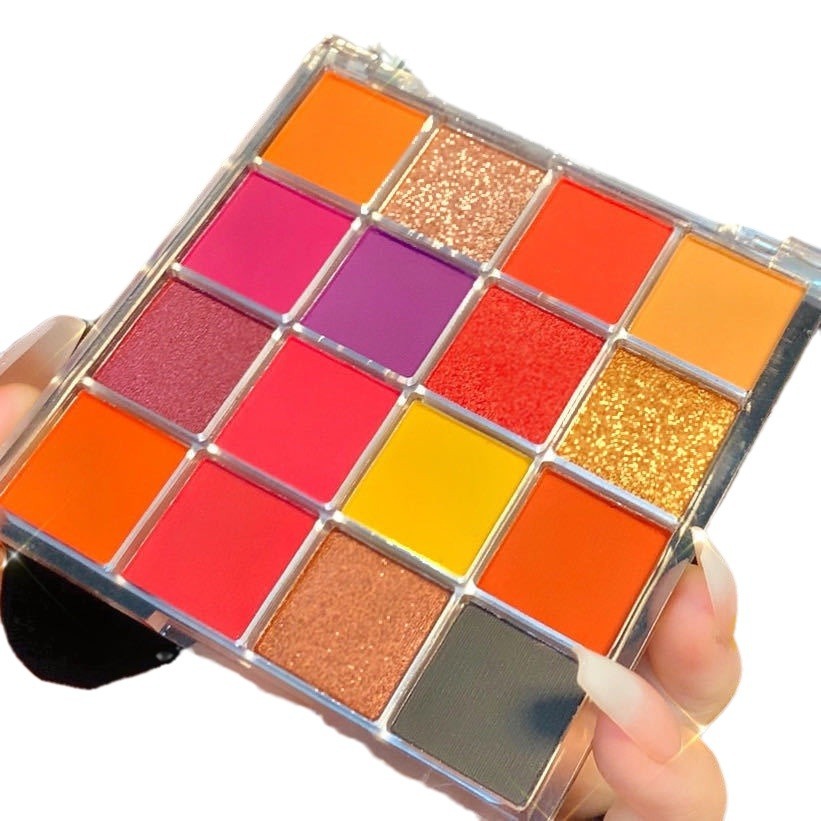 16-color Arco Iris placa flor Hada placa tomate huevo frito Placa de sombra de ojos nacarado mate nude maquillaje sombra de ojos fino brillante colorido