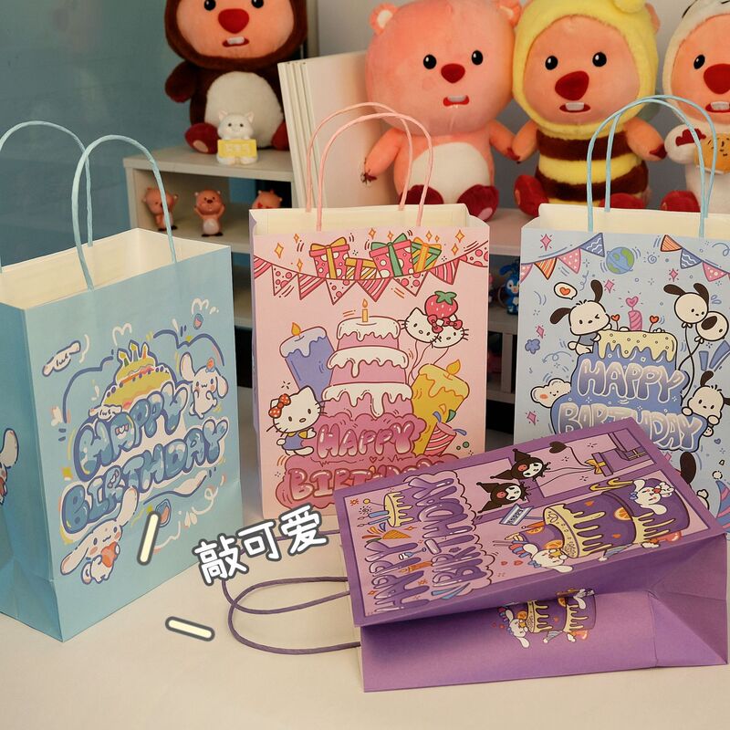 New Sanrio Handbag Packing Bag Kraft Paper Bag Children Gift Bag Cartoon Birthday Gift Bag
