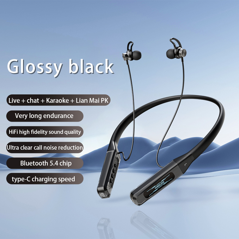 Cross-border new Bluetooth 5.4 neck headset 7 scenes EQ with digital noise reduction wireless noise reduction with ear return