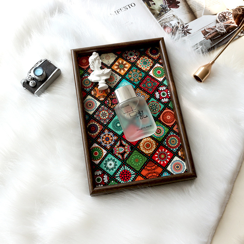 Ins Retro Tray Wooden Leather Storage Tray Jewelry Jewelry Necklace Display Tray Decoration Photography Shooting Props Ins Retro Tray Wooden Leather Storage Tray Jewelry Jewelry Necklace Display Tray Decoration Photography Shooting Props