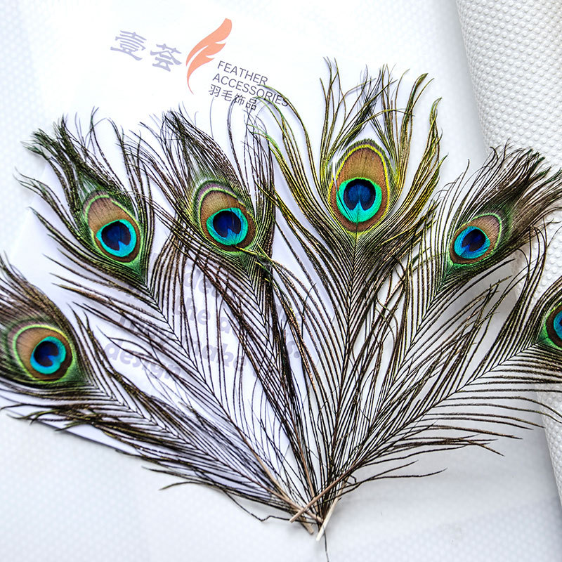 Spot al por mayor lana natural 25-30CM decoración de joyas adornos de plumas de bricolaje tocado de plumas de pavo real terciopelo