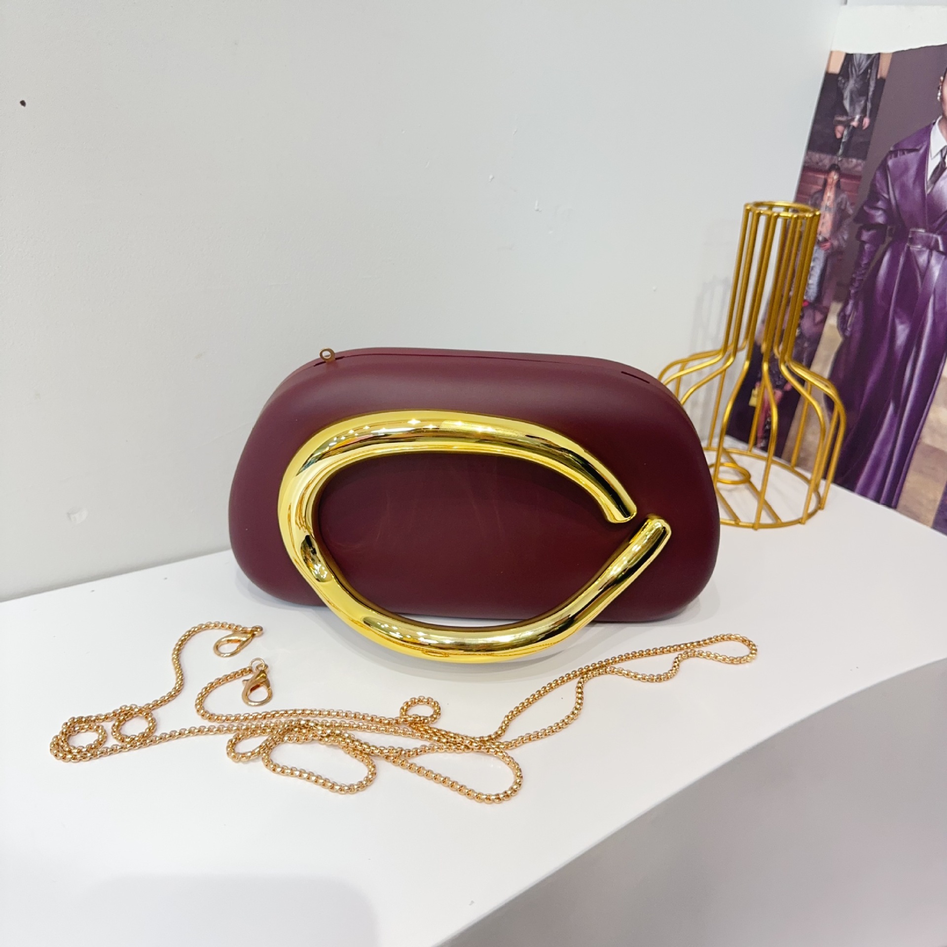 Cross-Border New Single Shoulder Crossbody Women's Clutch Bag Luxury Evening Bag Acrylic Bag With Metal Handle - Thumbnail 7