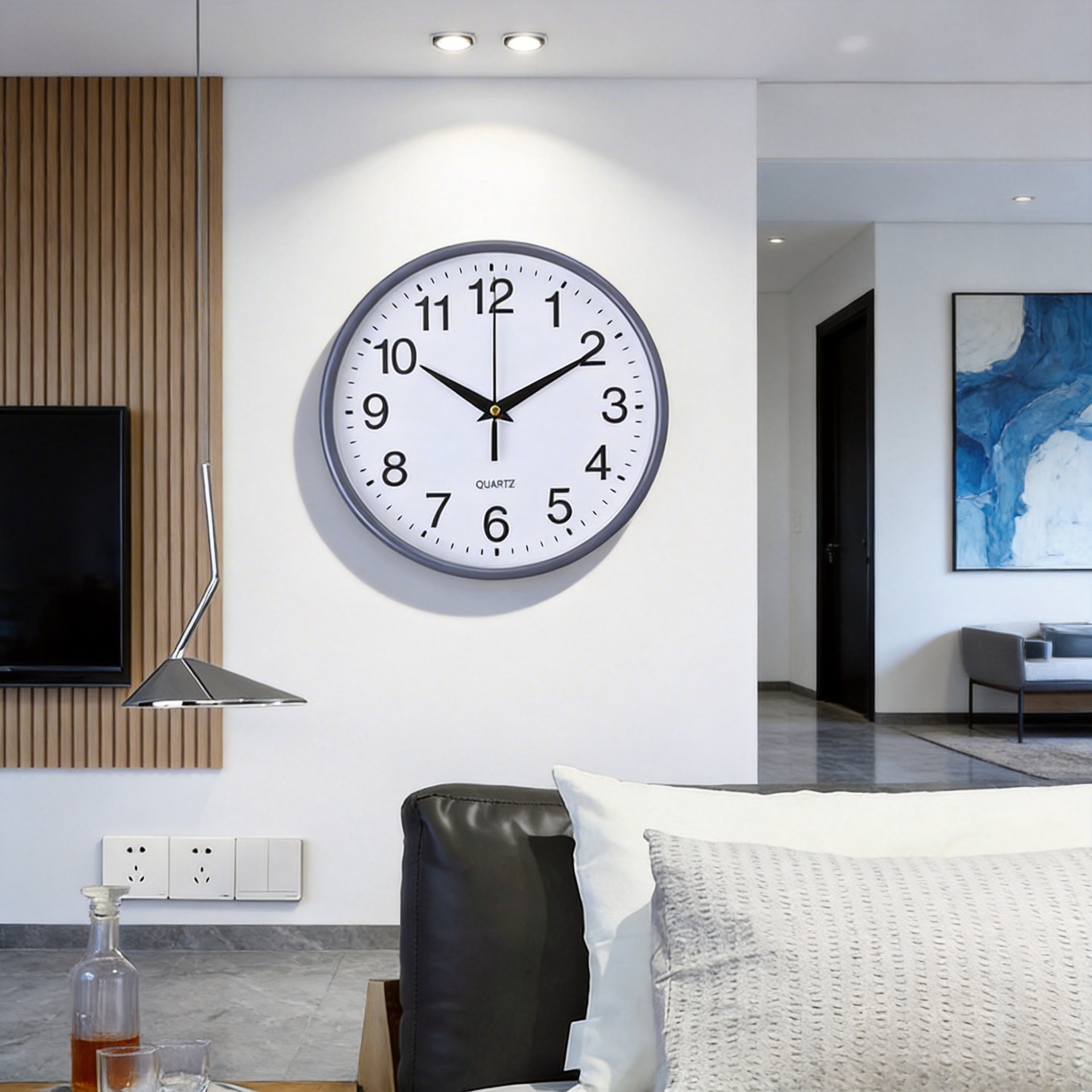 Salón de estar reloj de pared doméstico estudio decoración de dormitorio redondo reloj de pared decoración digital de hotel reloj simple