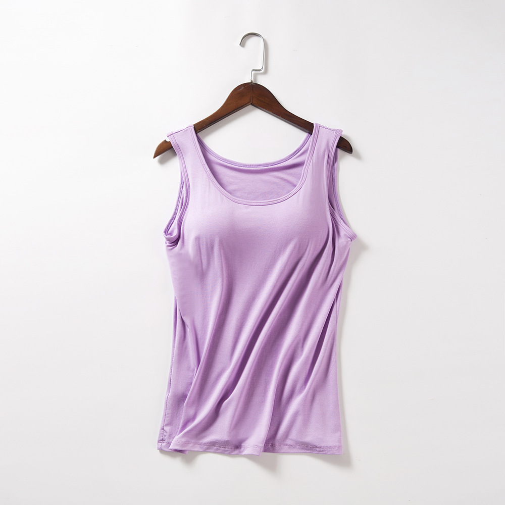 モーダルは胸パッド付きベスト女性の薄い夏のスポーツヨガカップ一体式下着【メーカー直販】