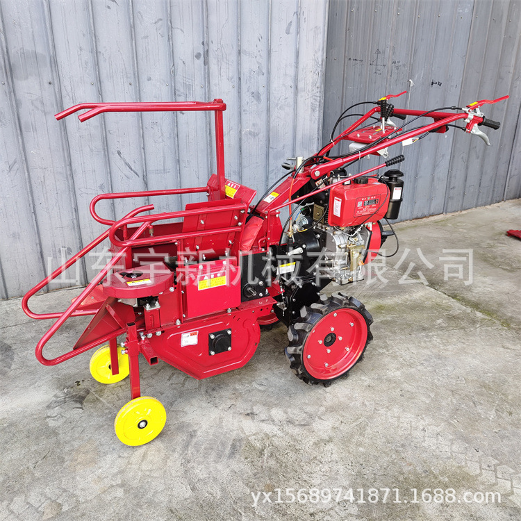 小型玉米收割机柴油手扶苞米收获机 山地单垄掰玉米机