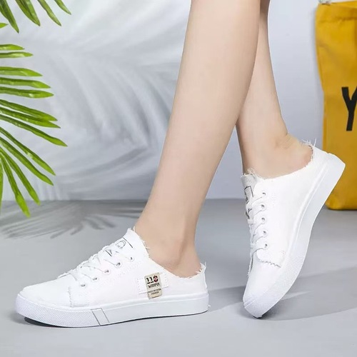 Canvas shoes for women, classic Korean-style, versatile women's shoes, comfortable casual, solid color, student flat sneakers.