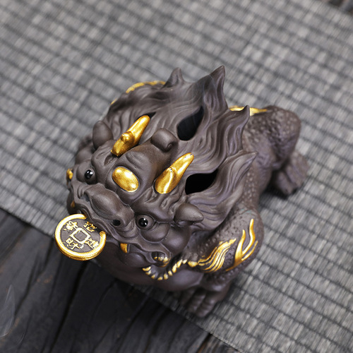New Zen style purple sand golden toad incense burner tea pet creative plate incense burner incense tea ceremony tea pet multi-purpose incense burner ornaments