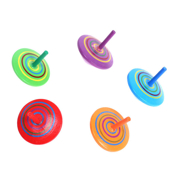 Wooden rainbow table spinning top