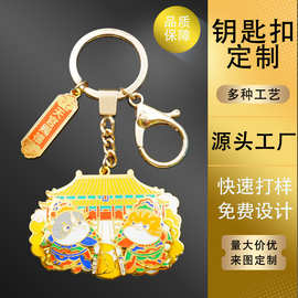 厂家定制卡通金属钥匙扣文创旅游景点烤漆创意旋转钥匙扣背包挂件