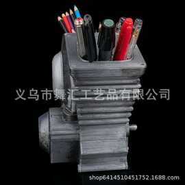 跨境机械朋克 V2 发动机笔筒 工业风办公桌面收纳架