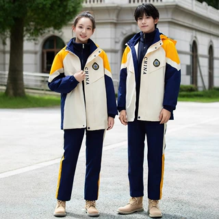 幼儿园园服中小学生校服春秋三合一冲锋衣套装儿童冬装班服三件套