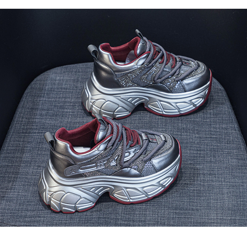 Giày sneaker nữ đế dày chunky tăng chiều cao 9 cm phong cách hot girl — Bạc M2696, M 2696m Màu sắc, M2696 đỏ chi tiết 23