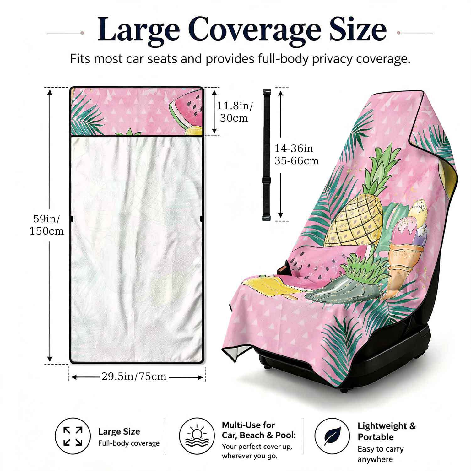 2-piece dual-use car seat cover, ultra-fine fiber, can be used as a beach towel, printed car protective seat cover 13