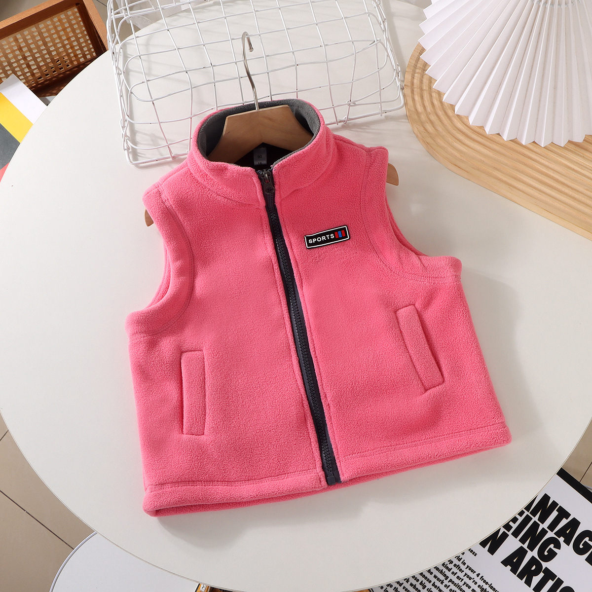 Chaleco de estilo coreano para niños niñas niños bebés primavera y otoño chaleco cálido para niños medianos y grandes Otoño e Invierno Polar polar ropa exterior