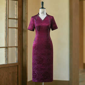 喜婆婆2025新款妈妈装婚宴礼服旗袍中年结婚婚礼喜服平时可穿大码