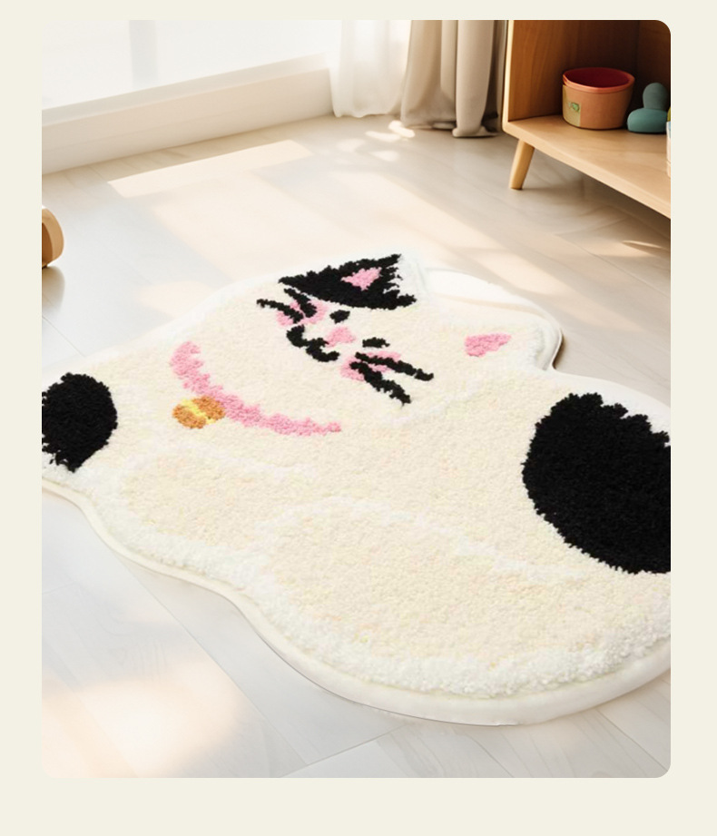 Tapis de bain chat mignon absorbant antidérapant moelleux_voghion.com