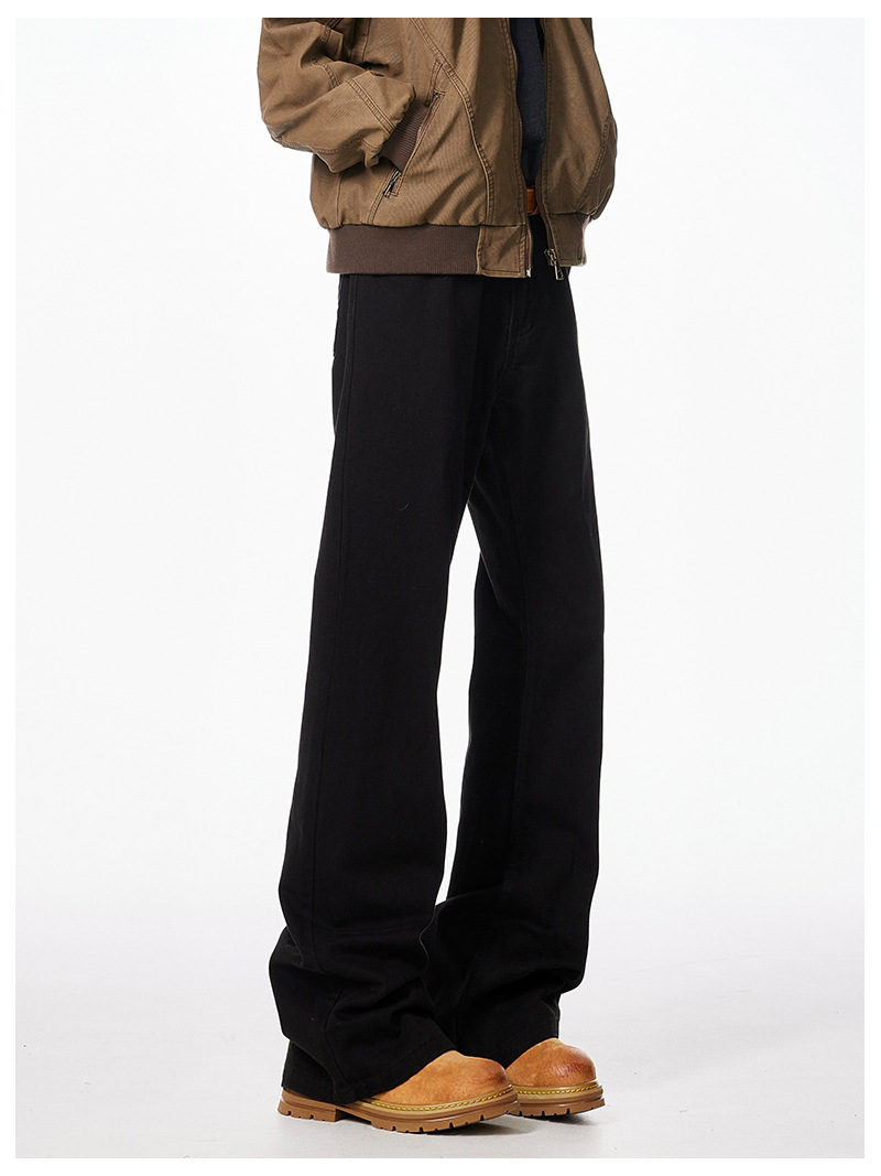 Paris Bootcut Black Scimitar Jeans Men's Spring And Autumn New Loose Cleanfit Micro Straight Pants_viptrois.com