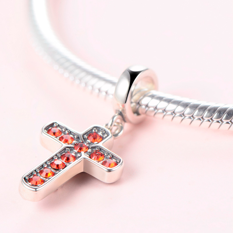 1 Piece Simple Style Cross Sterling Silver Plating Inlay Pendant Jewelry Accessories display picture 3