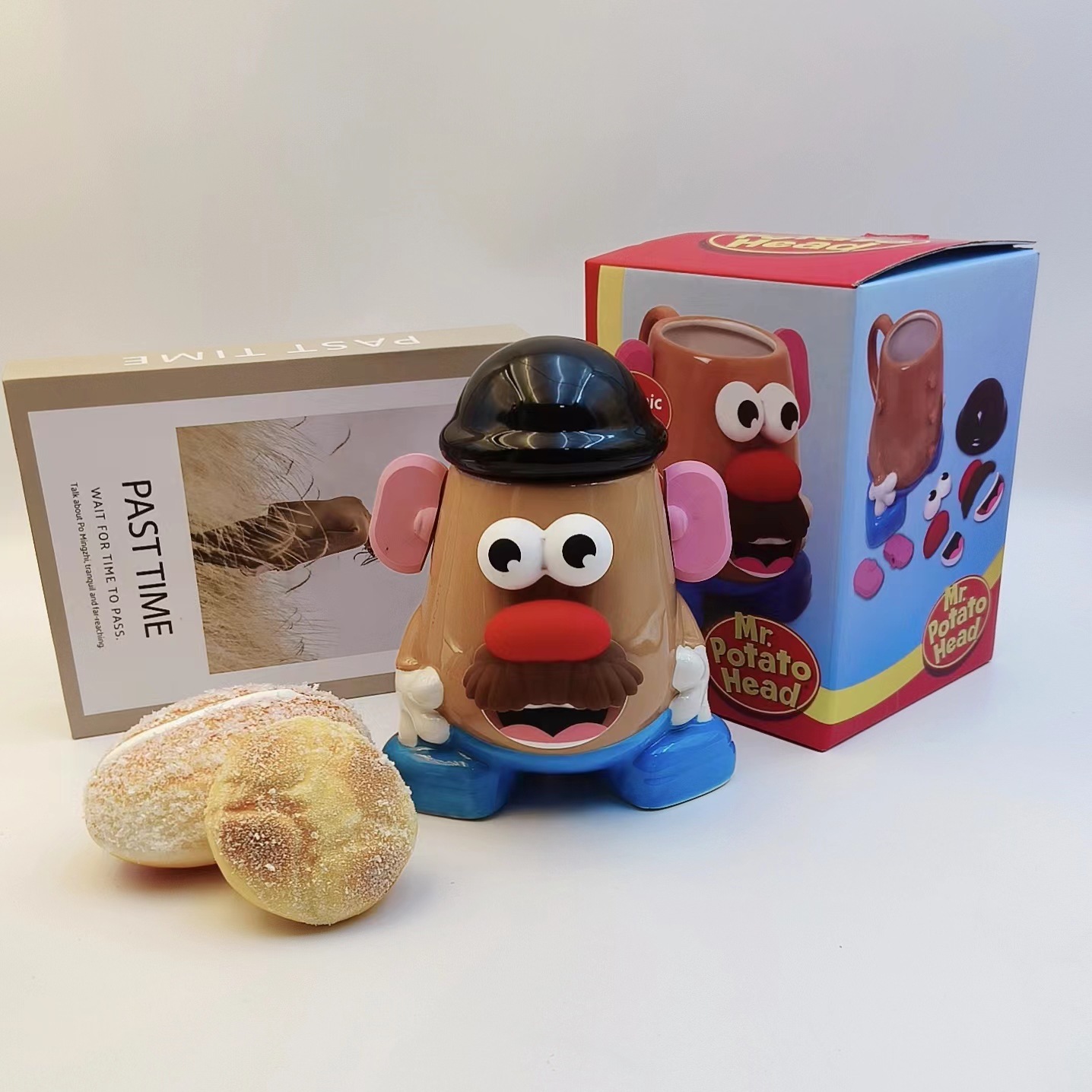 Taza de cerámica transfronteriza taza de dibujos animados creativa Papa extraíble decoración personalizada muñeca Taza de cerámica con tapa