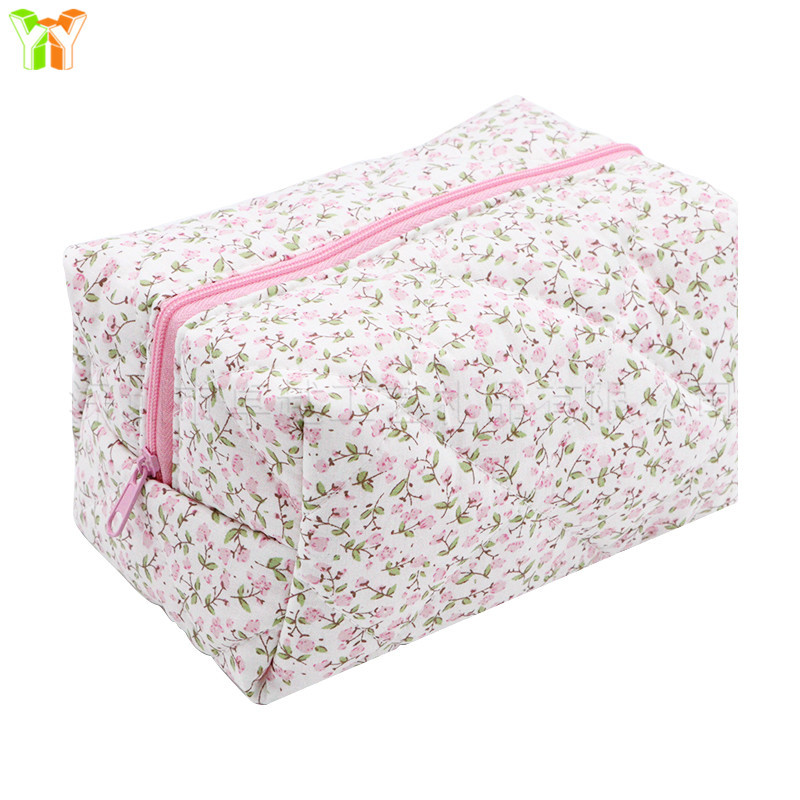 Bolsa de cosméticos floral transfronteriza de Venta caliente bolsa de viaje de cuidado de la piel bolsa de la cremallera bolsa de lavado pequeña bolsa de almacenamiento de cosméticos frescos