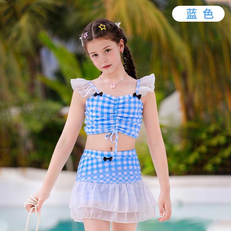 Traje de baño dividido para niñas, estilo princesa para niñas de verano 2025, nuevo traje de baño de estilo occidental dulce para niños de CUHK