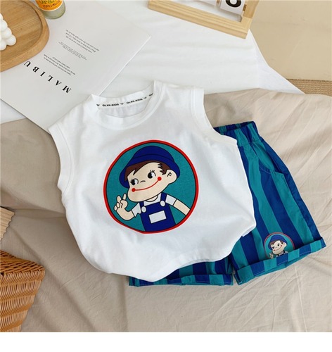 Baby summer suit summer thin boys vest shorts two-piece set girls baby sports suit trendy