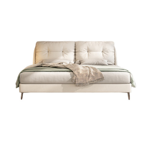 Italian minimalist leather bed 1.8 meters master bedroom double bed 1.5 meters small apartment soft bed high-end cowhide bed 