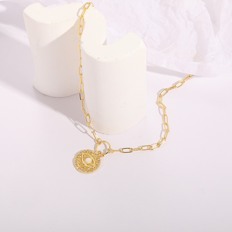 Retro Geometric Eye Copper Pendant Necklace Copper Necklaces