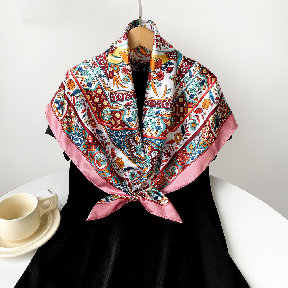 100g Weight Silk Scarf Classification Holiday, Daily Occasion Polyester Material Geometric Pattern Spring&Summer Season Women's Gender Elegant, Vintage Style Style Women's Elegant Vintage Style Geometric Polyester Silk Scarf 14