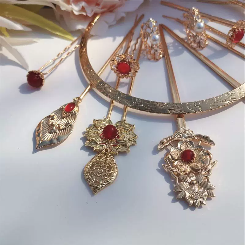 Тан стиль Дуньхуан Файтян династия Мин династия Хань аксессуары головные уборы для заколок ореол Санта-Клаус круг шпилька набор пряжек для волос