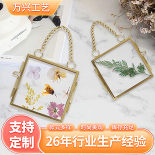 diy embossed mini photo frame European and American gold simple picture holder plant dried flower metal specimen photo frame can be hung on the wall