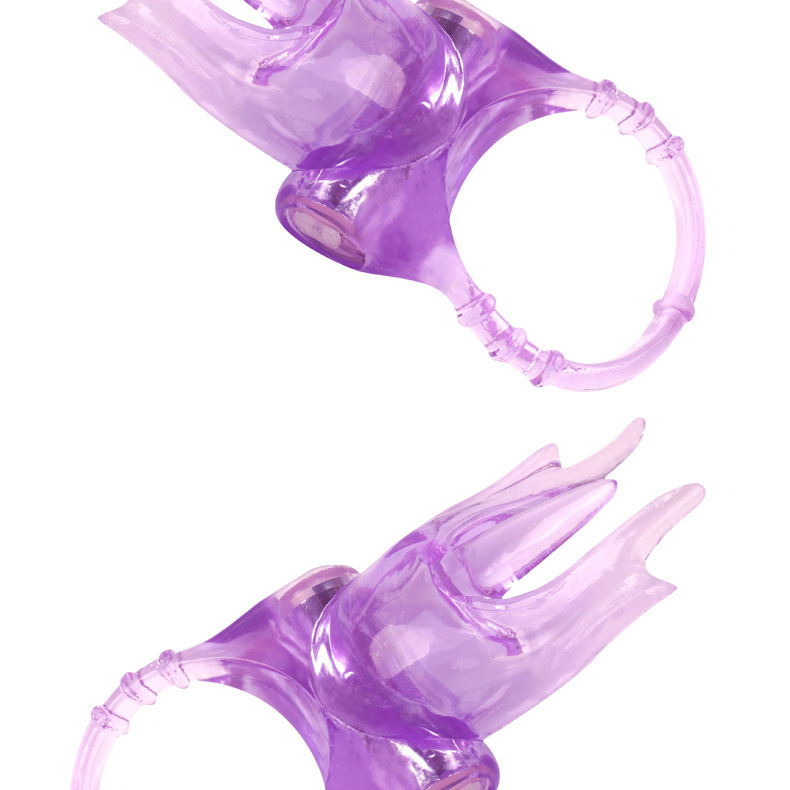 Couples Vibrating Ring Set with Delay Wipes and Cleaning Wipes, Purple TPE — detail image 12