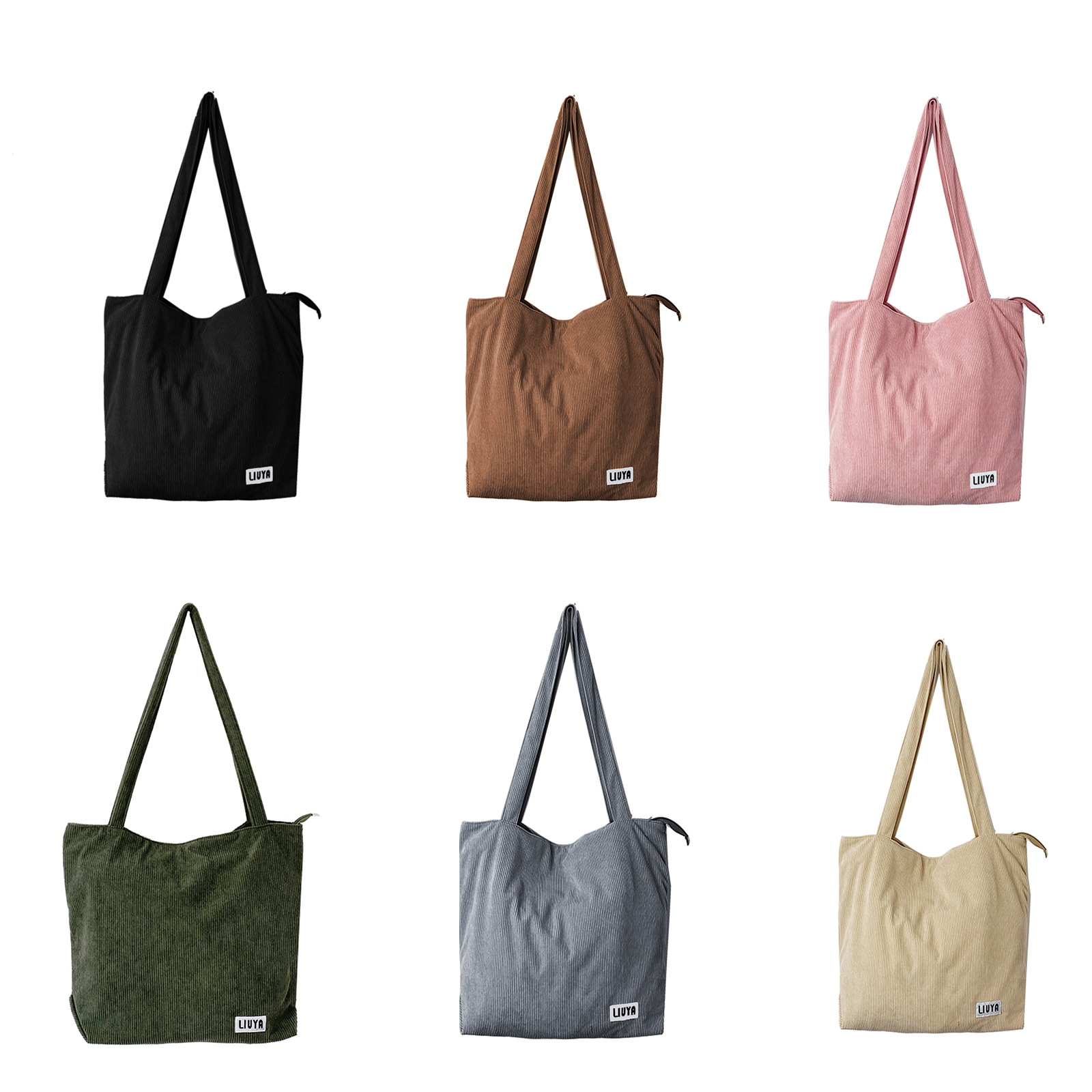 休闲大容量托特包购物袋灯芯绒女士包包帆布手提包简约复古单肩包