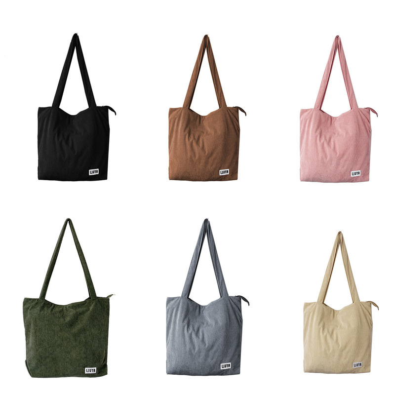 Casual Large Capacity Tote Bag Shopping Bag Corduroy Women's Bag Canvas Handbag Simple Retro Shoulder Bag Casual Large Capacity Tote Bag Shopping Bag Corduroy Women's Bag Canvas Handbag Simple Retro Shoulder Bag