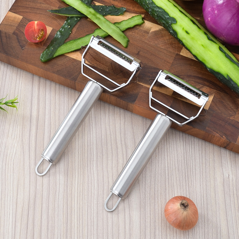 多功能不锈钢削皮刀 厨房小工具 双头削皮器二合一土豆刨丝器现货