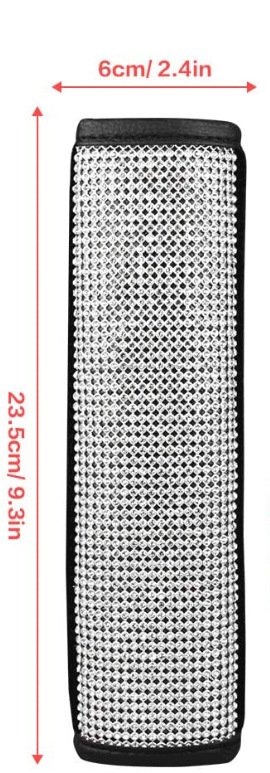 Car Seatbelt Cover with Rhinestones, Full Diamond Safety Belt Protector for Vehicle Interior