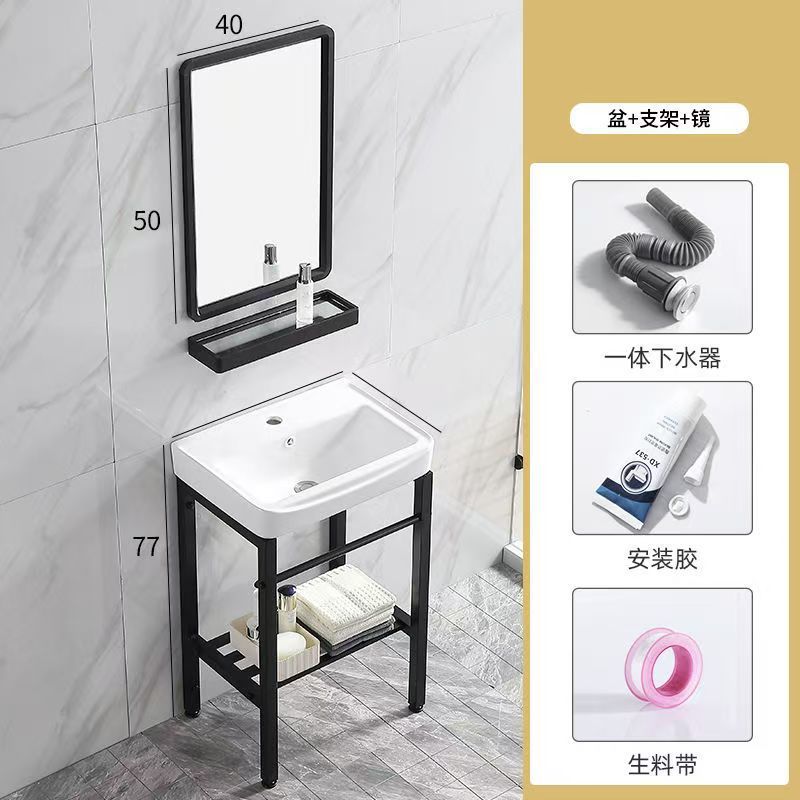 防锈卫生间易清洁小户型简装公寓落地式工程酒店洗手盆陶瓷一体盆|undefined