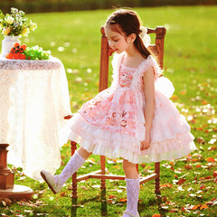 一件代發2024夏季新款女童洛麗塔Lolita可愛卡通公主裙兒童蓬蓬裙