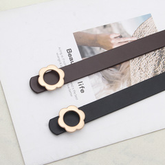 Belt for women summer new flower buckle simple fashion retro with jeans black trendy student decorative belt